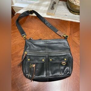 Fossil Morgan Traveler messenger bag pebbled leather crossbody